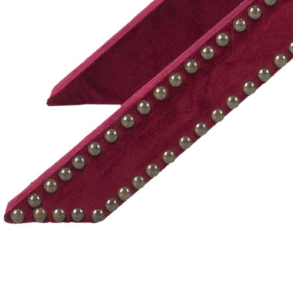 Palmer Ottoman with Brass Nail Heads - Red Velvet - Safavieh