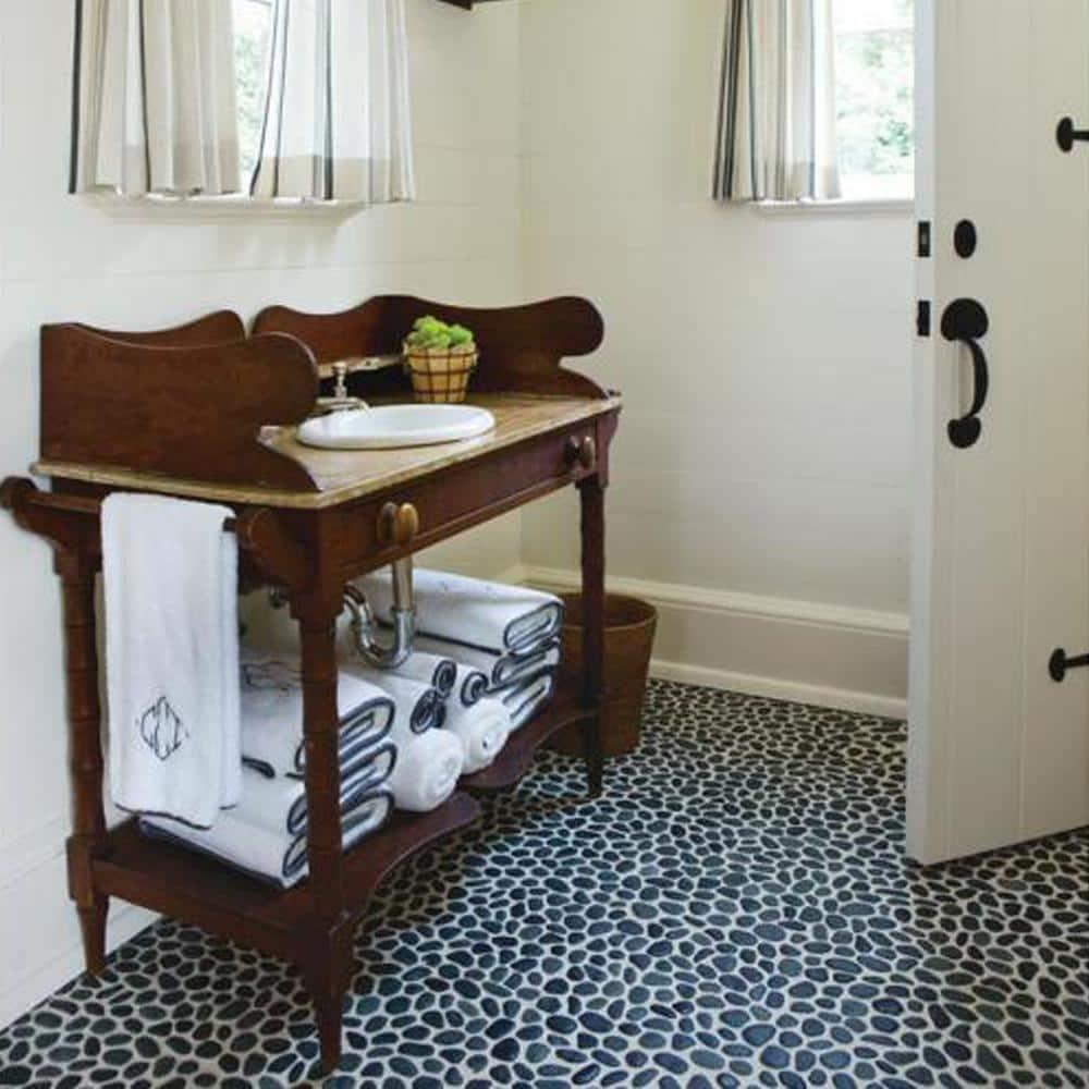 Rainforest 12" x 12" Natural Stone Pebble Mosaic Wall & Floor Tile