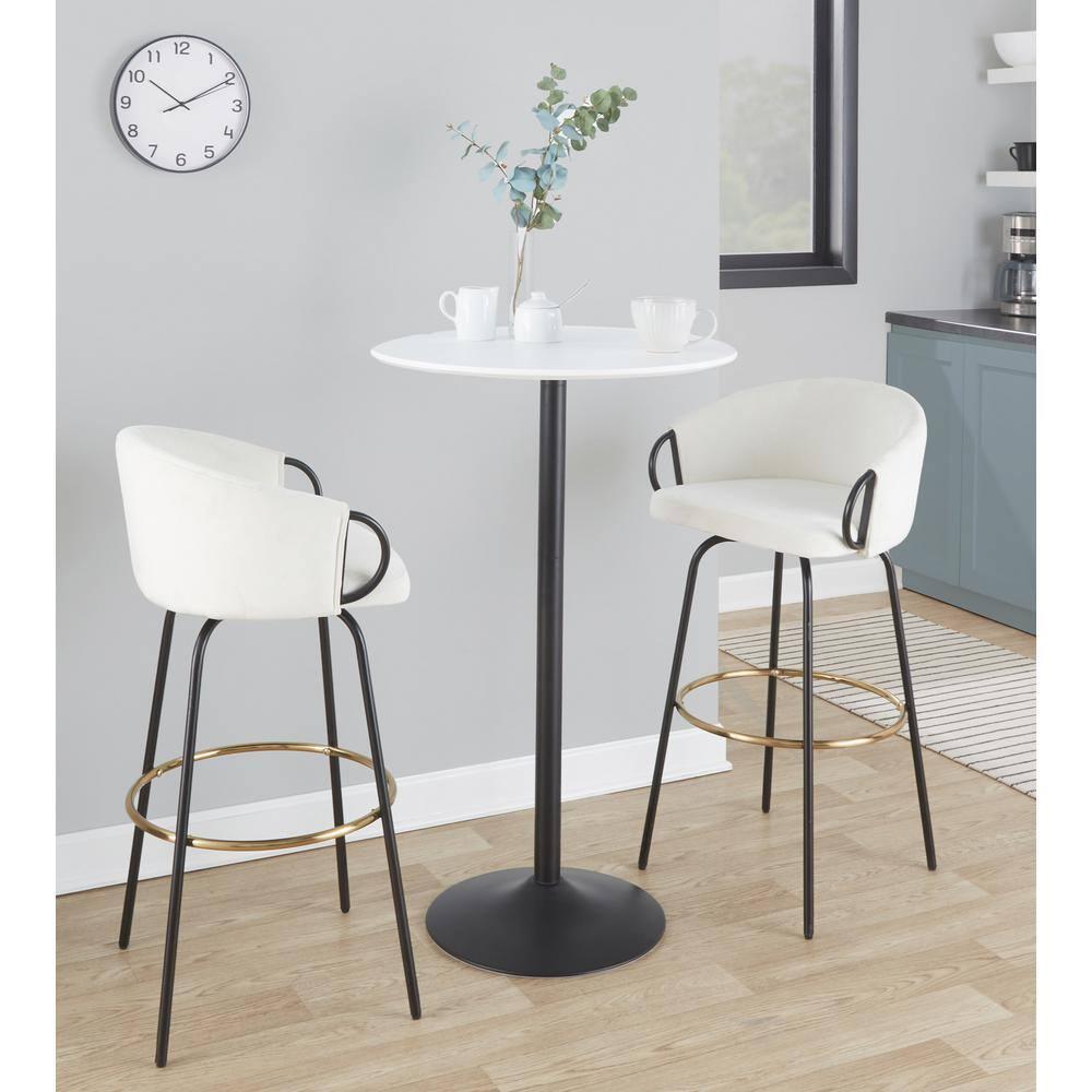 LumiSource Black Metal, White MDF Pebble 3-Height Table