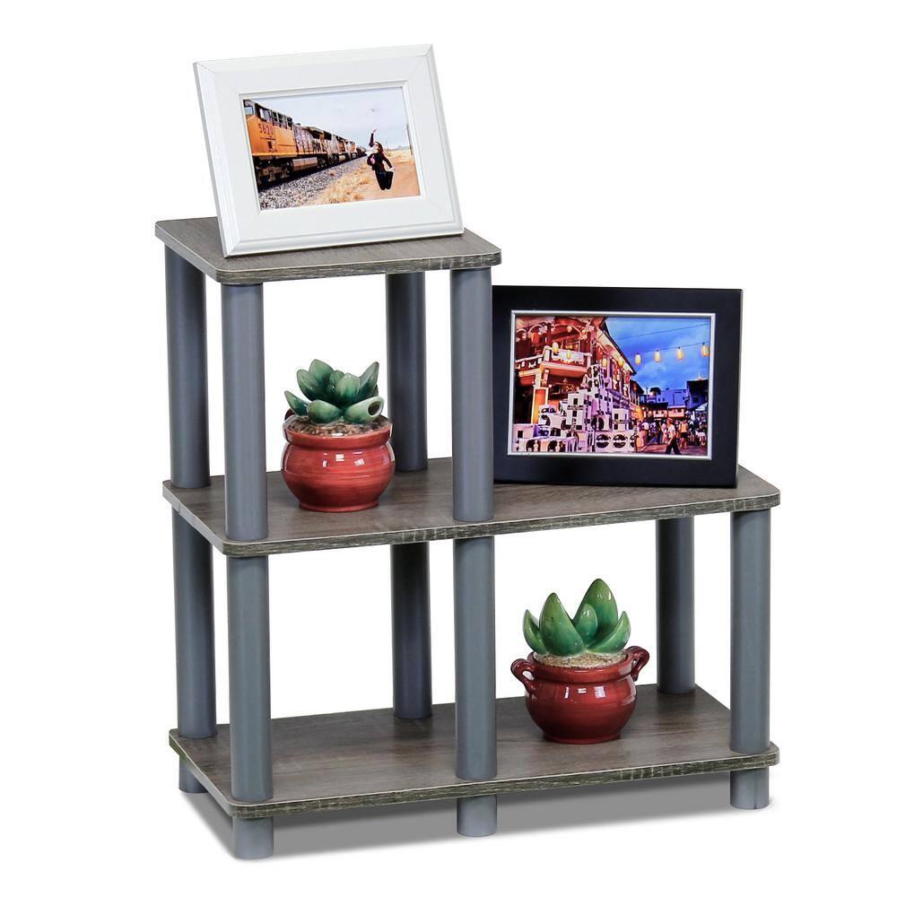 Furinno 14032GY / GY Turn - N - Tube Accent Decorative Shelf, French Oak / Grey