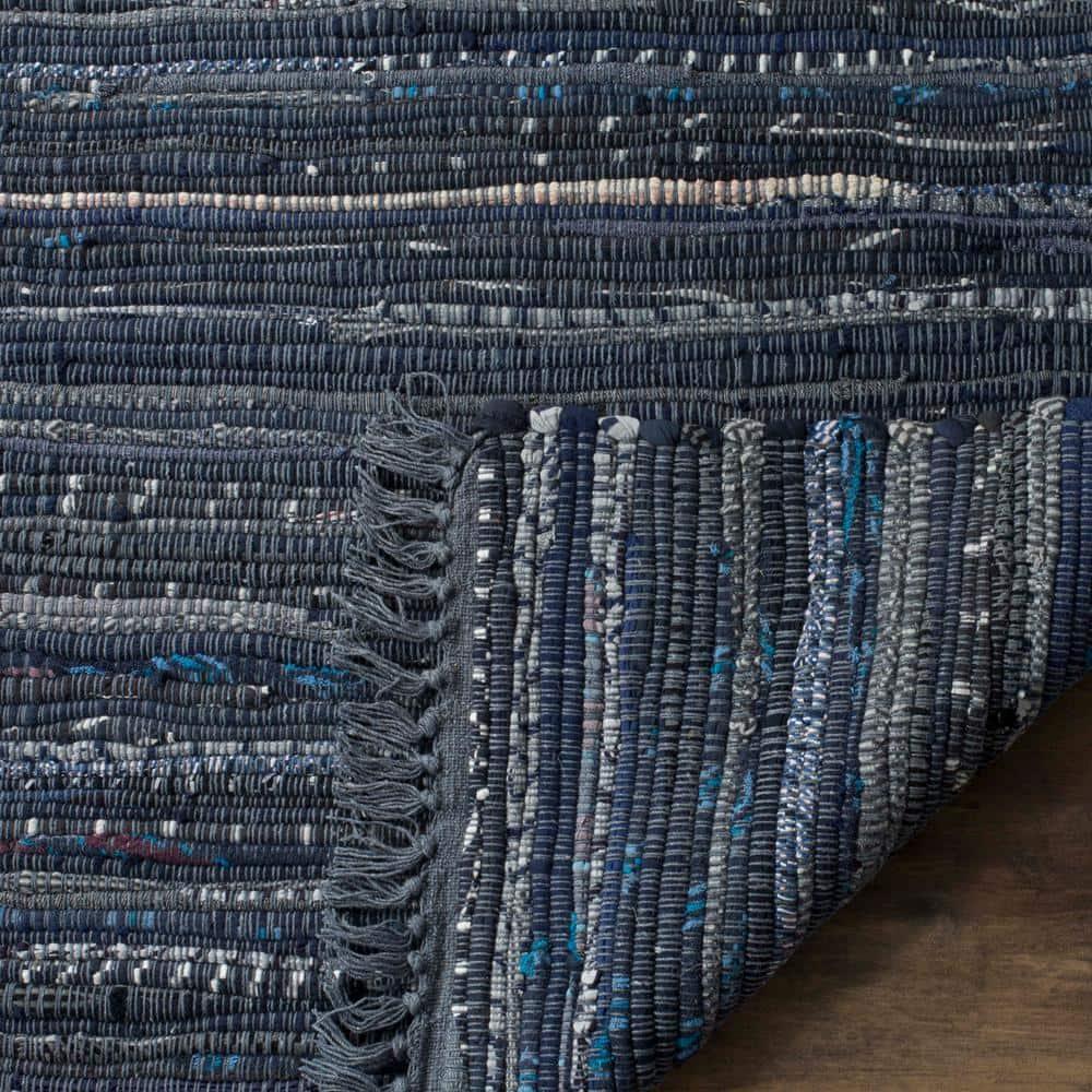 Rag Rug RAR121 Hand Woven Indoor Area Rug - 5'x8' - Ink/Multi - Safavieh