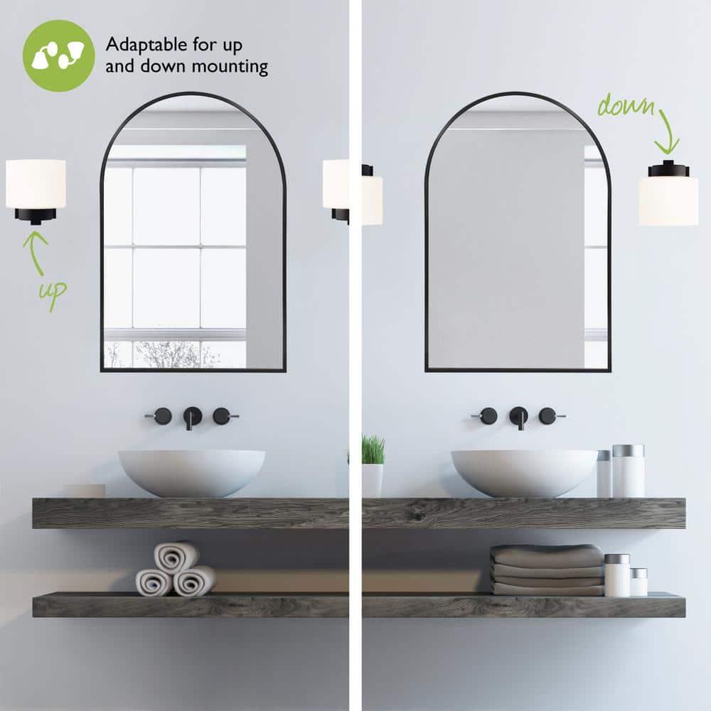 Design House Dove Creek Dimmable Wall Light Sconce with Frosted Glass, Matte Black