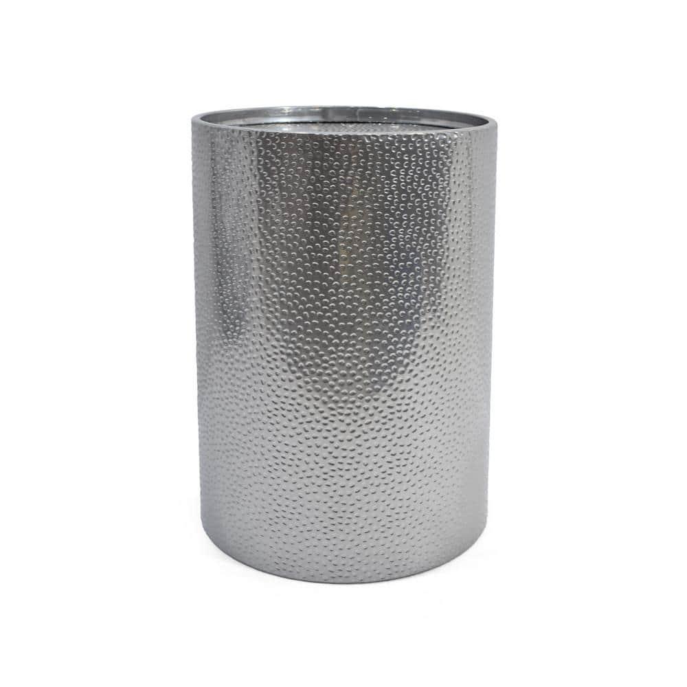 Braeburn Modern Round Accent Table Silver - Christopher Knight Home: Hammered Iron, Cylindrical, No Assembly Required