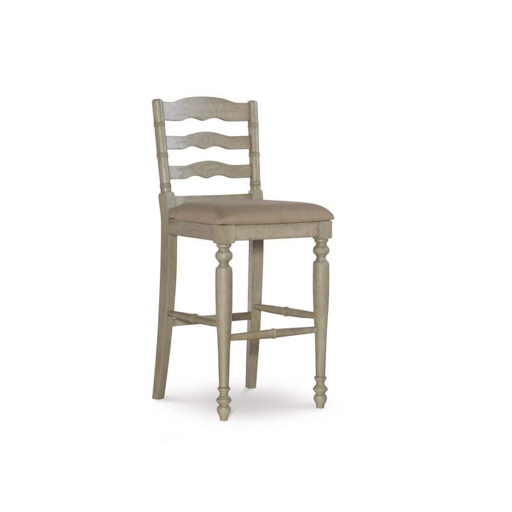Marino Padded Seat Barstool 30" Height, Farmhouse Design, Linon: Rubberwood Frame, Linen Weave