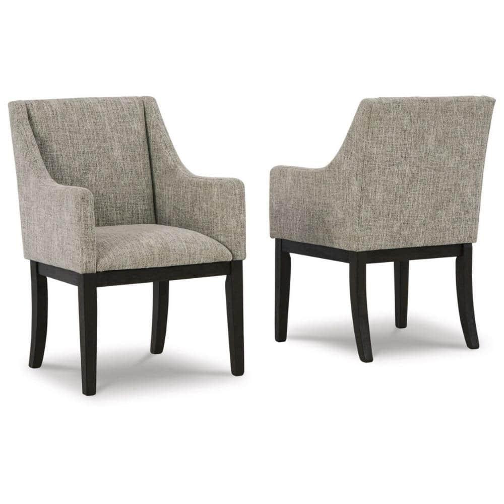 Sonn 24 Inch Dining Armchair Set of 2 Padded Beige Upholstery Brown Legs - Saltoro Sherpi