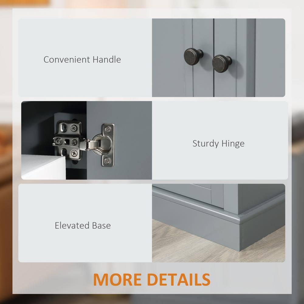 HOMCOM Sideboard Buffet Cabinet with Storage Drawers, 2 Door Kitchen Storage Cabinet with Adjustable Shelves, Coffee Bar for Living Room, Dark Gray