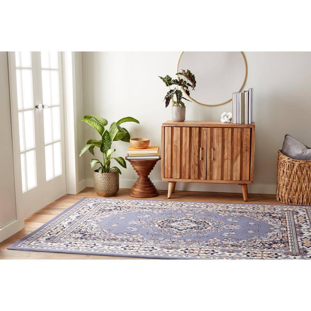 Home Dynamix Premium Sakarya Traditional Medallion Area Rug, Country Blue/Brown, 7'8"x10'7"