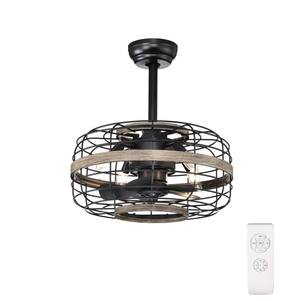 18-Inch Matte Black Contemporary LED Ceiling Fan with Downrod Mount and Remote Control