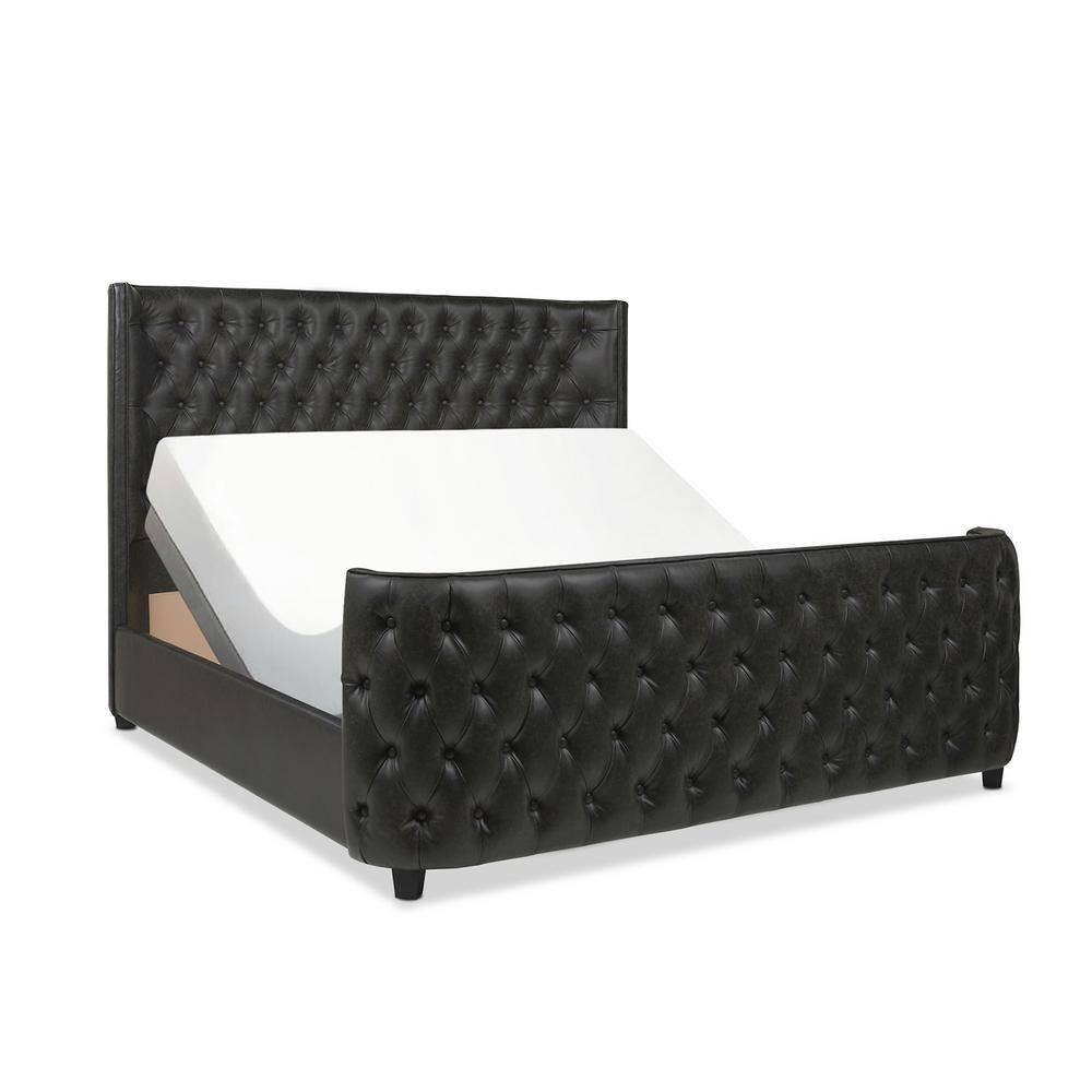 Brooklyn King-Size Luxe Wood Frame Upholstered Bed with Tufted Nailhead Trim