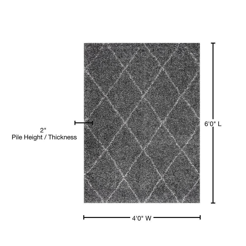 Nuloom Tess Trellis 4x6 Shag Indoor Area Rug for Living Room Bedroom Dining Room Nursery, Dark Grey/Ivory