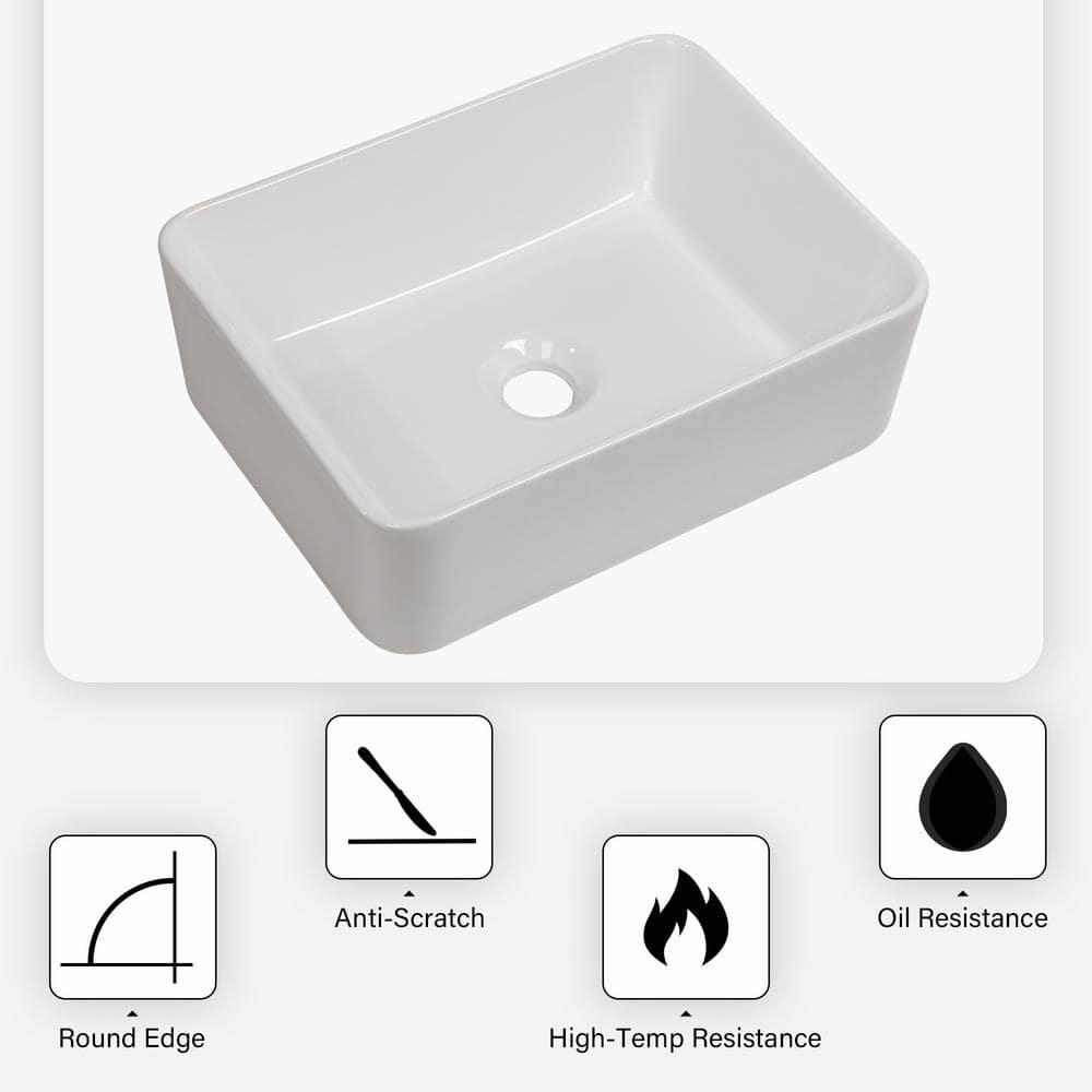 LEPUDAY LPD21VS14MP LEPUDAY 5.5'' White Ceramic Rectangular Bathroom Sink