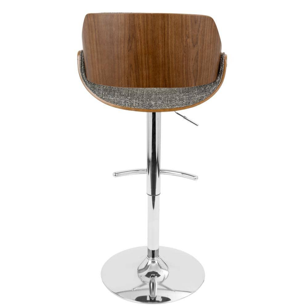 Fabrizzi Mid-Century Modern Adjustable Barstool with Swivel in Walnut and Grey by LumiSource