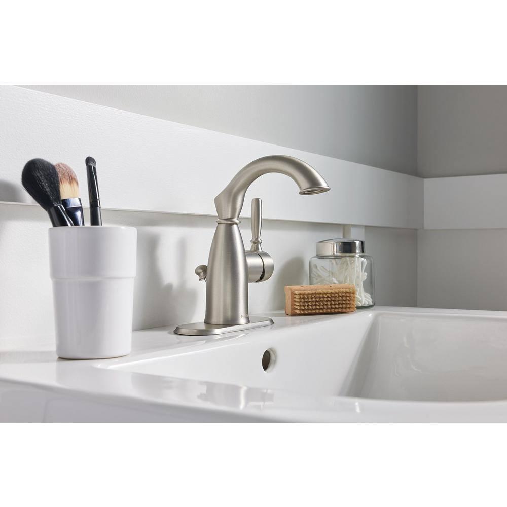 Moen Sarona Single Hole Bathroom Faucet with Drain Assembly and Optional Deckplate