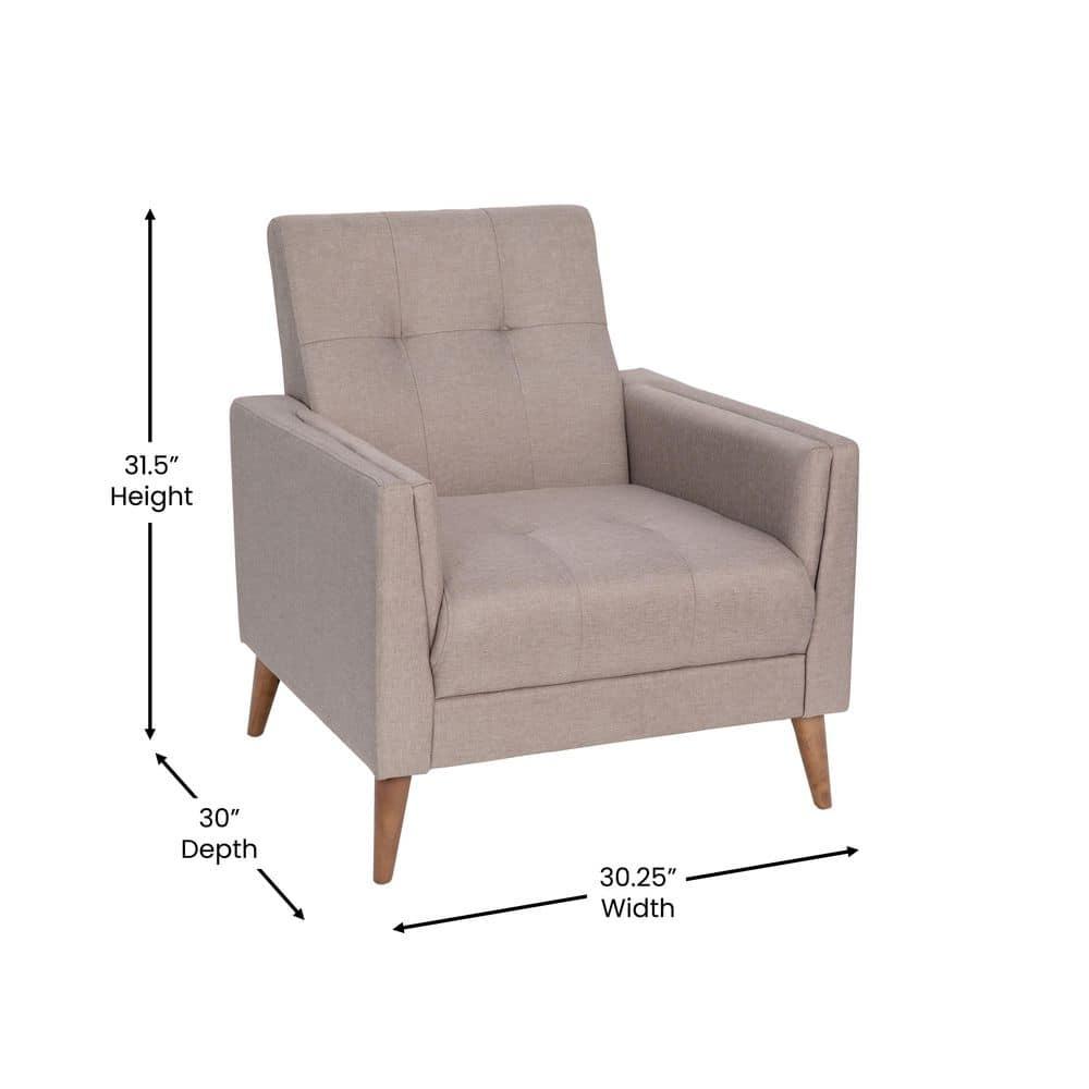 Taylor & Logan Cormac Armchair Taupe: Linen Upholstery, French Seam, Extended Seat, Wood Frame