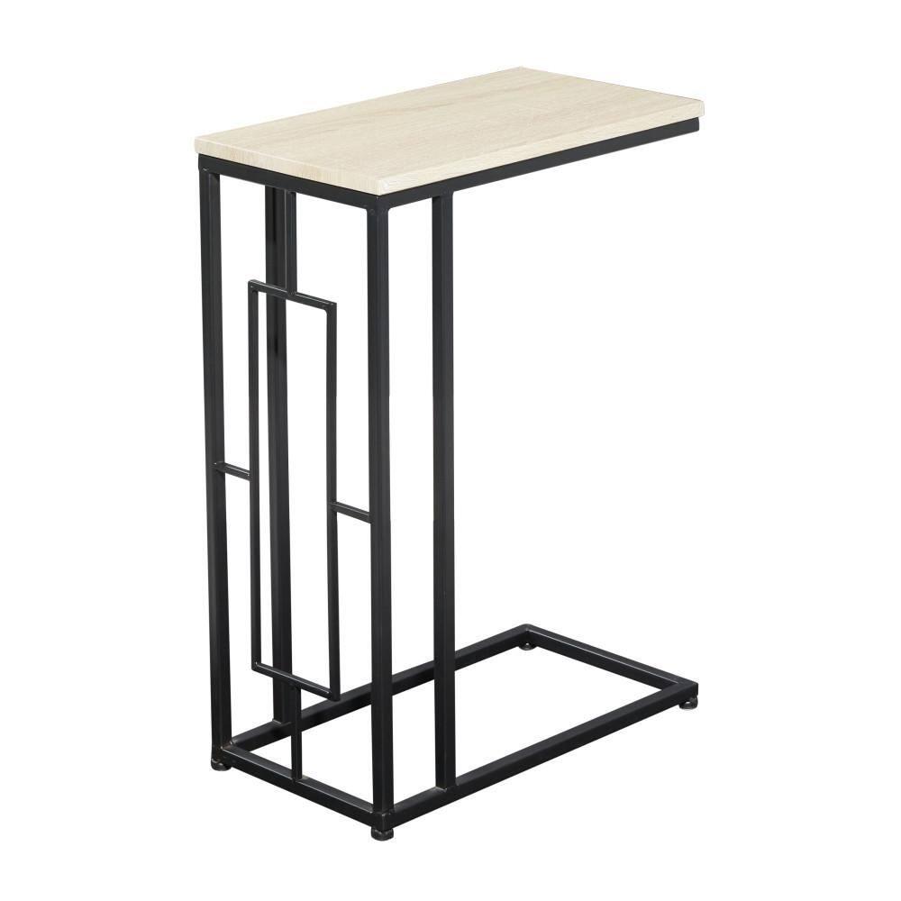 Olivia & May Contemporary Iron and Wood Accent Table Black: Sofa Side C-Table, Narrow Tray End Table