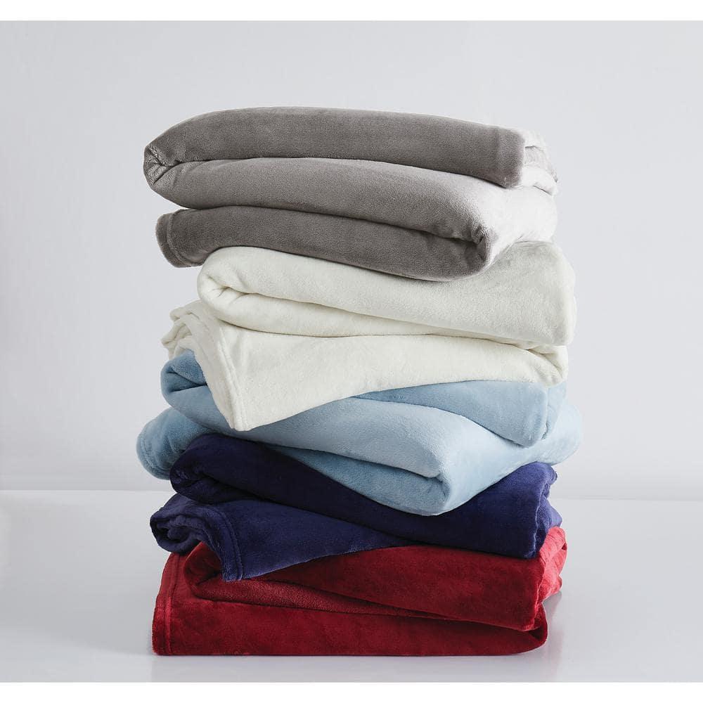 Truly Soft Velvet Plush Family Blanket Navy: 120x120" Microplush, Machine Washable, All Ages