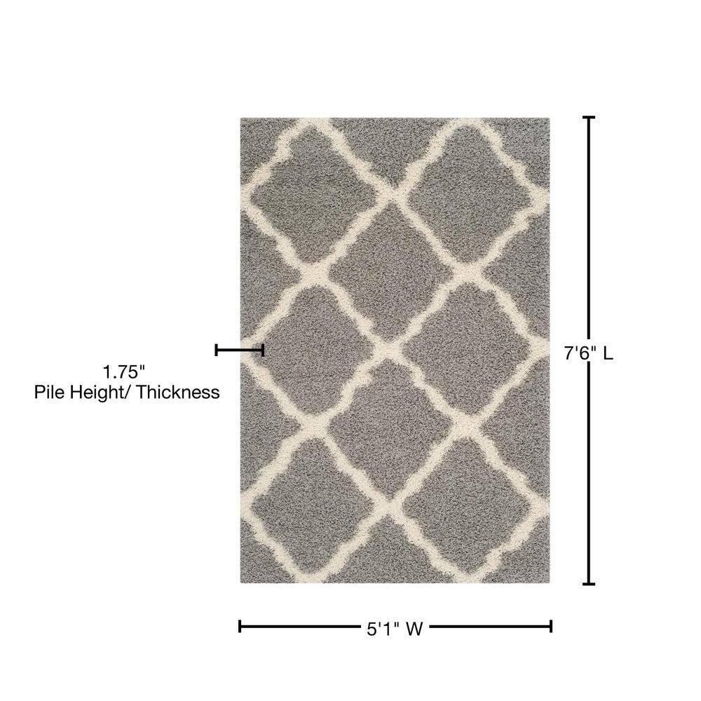 Dallas Shag SGD257 Power Loomed Indoor Area Rug - Grey/Ivory - 5'1"x7'6" - Safavieh.