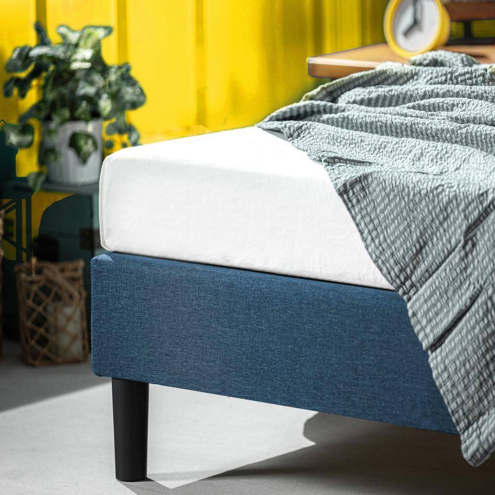 Zinus Curtis 13" Upholstered Platform Bed Frame, Navy, Queen