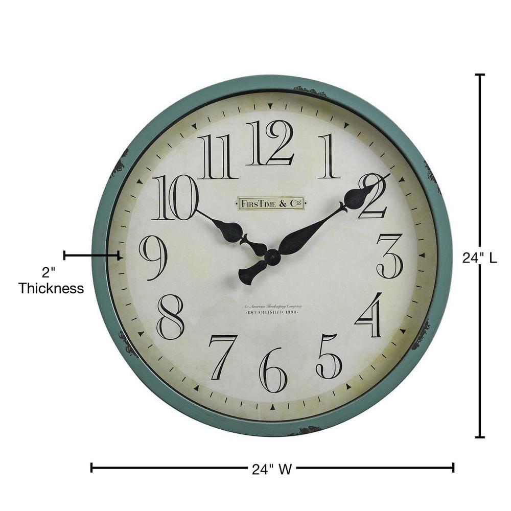 FirsTime & Co. Teal Bellamy Wall Clock, Farmhouse, Analog, 24 x 2 x 24 in