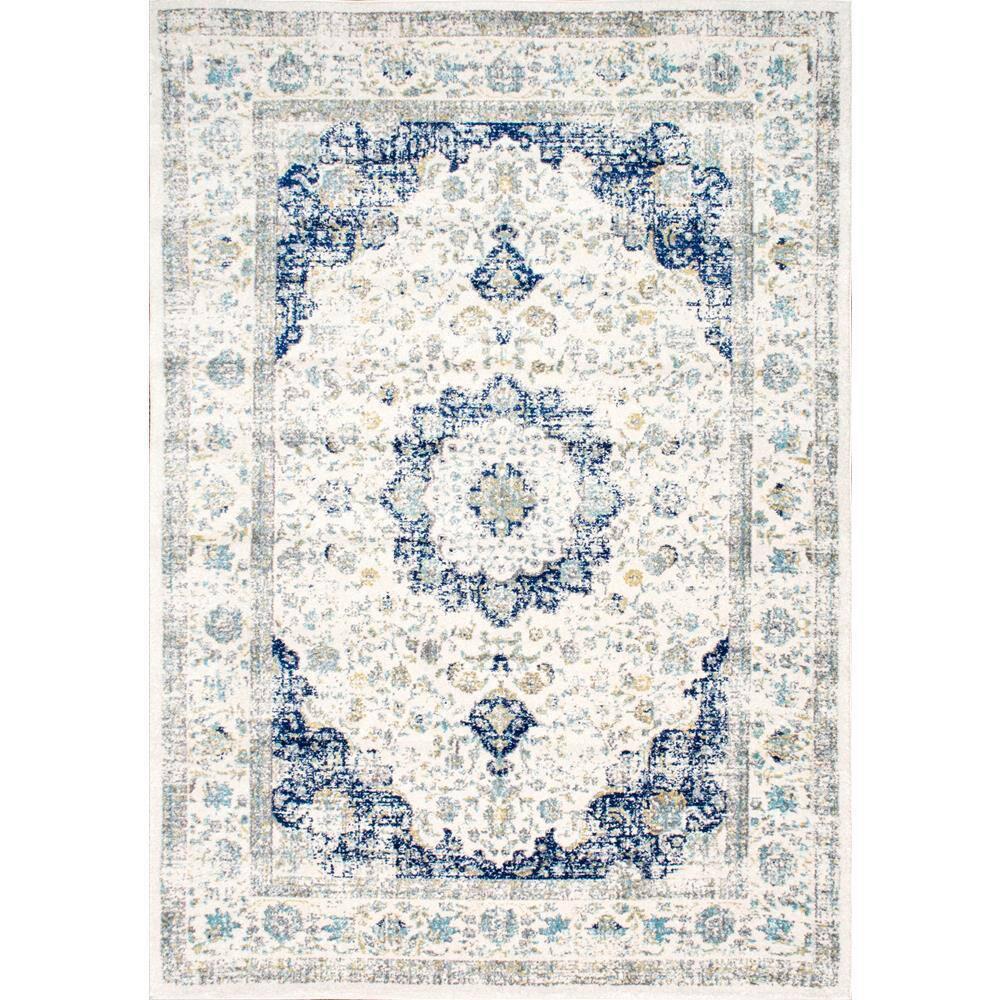 12'x15' Verona Vintage Persian Style Area Rug Blue - nuLOOM: Geometric Pattern, Low Pile, Indoor Rectangle Rug