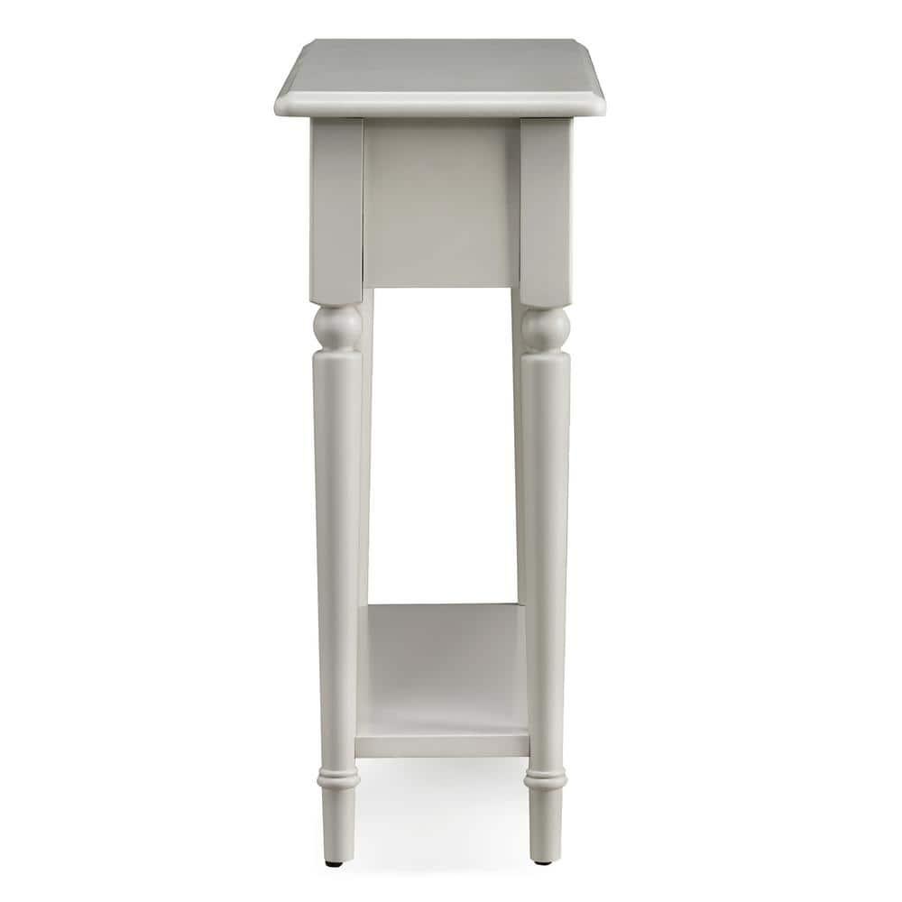 Leick Home 20017-GR Coastal One Drawer Narrow Side Table with Shelf, Greige