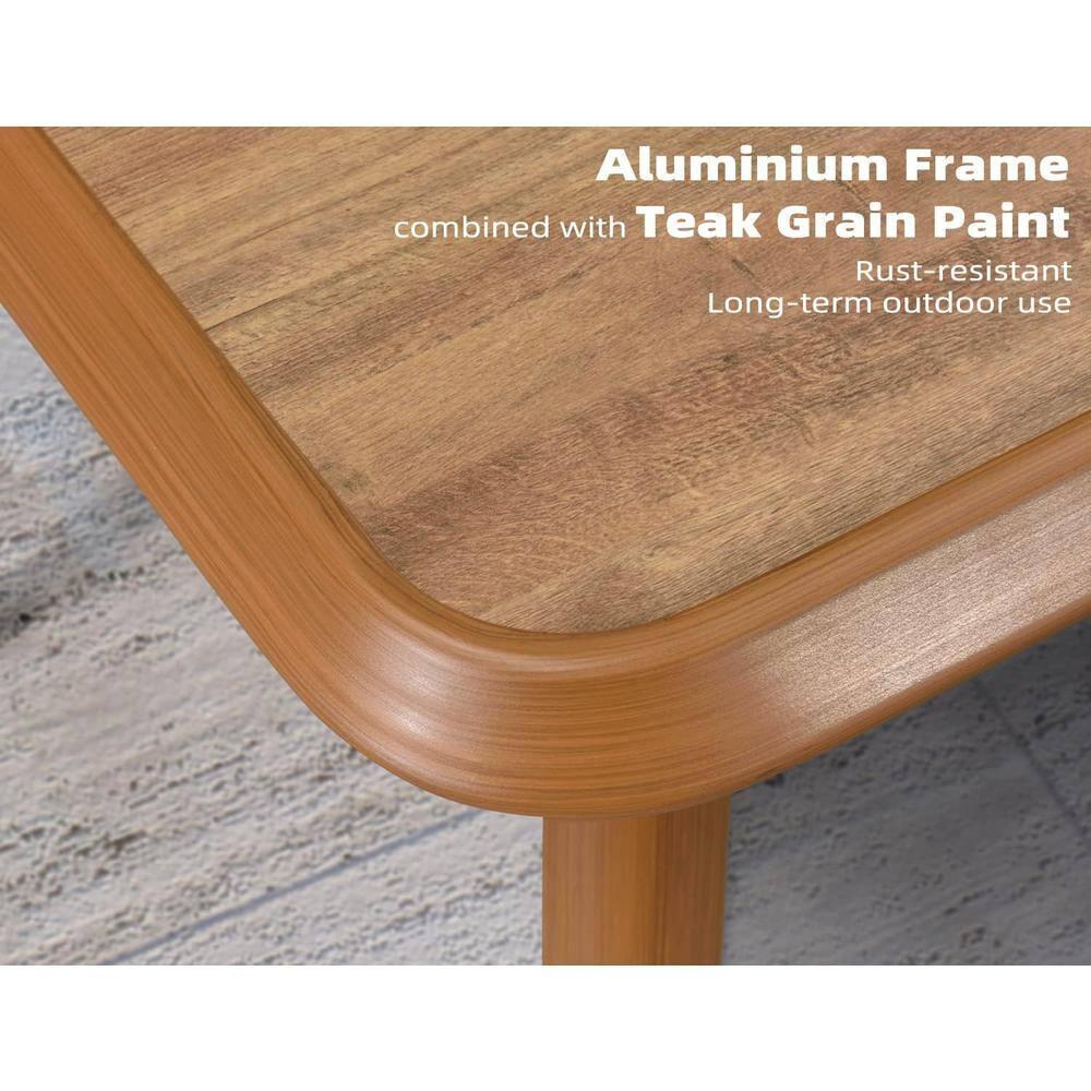 7-Piece Aluminum Wicker Dining Table and Chairs Patio Outdoor Dining Set Teak Patio Furniture Set with Cushions, Brown