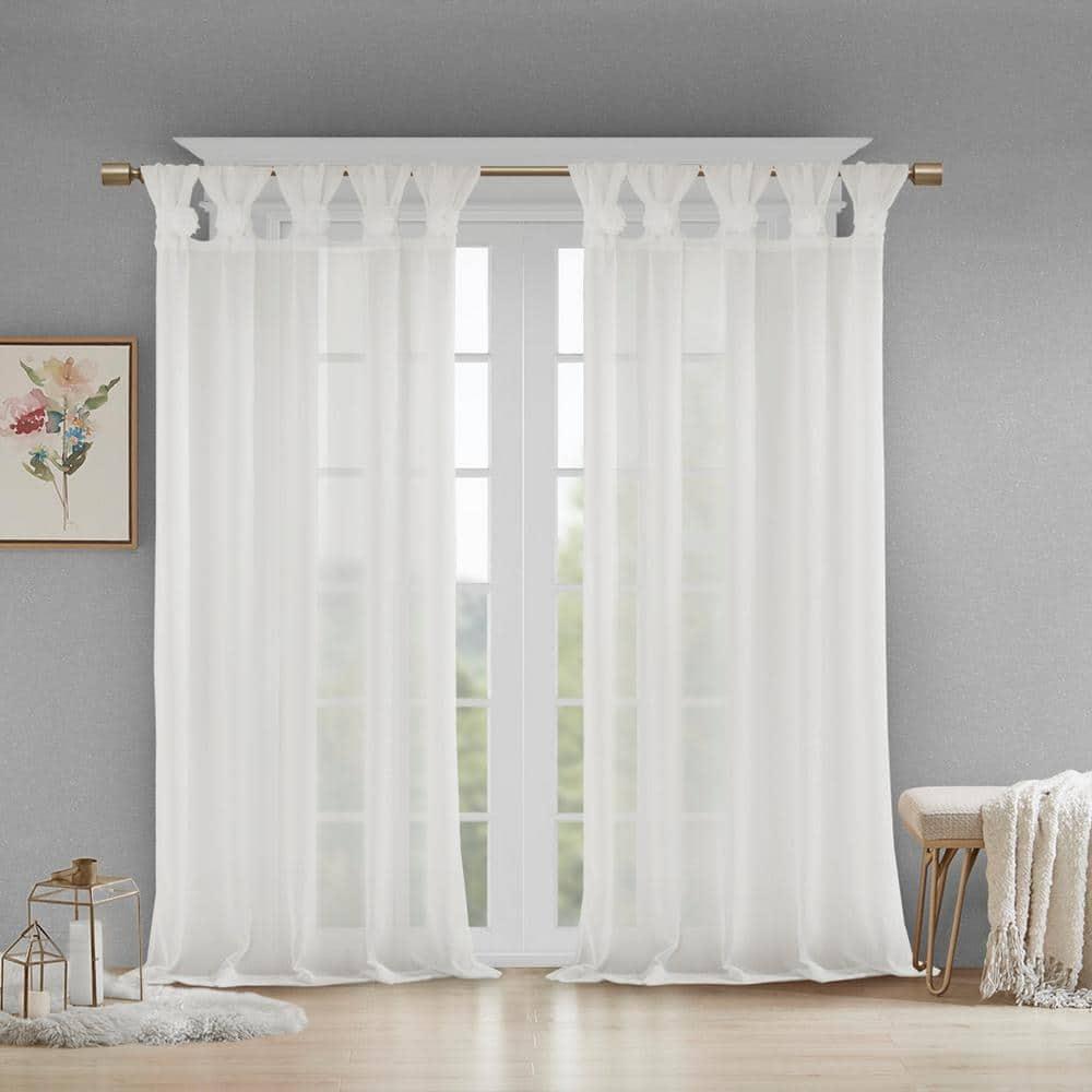 Rosette Floral Embellished Cuff Tab Top Solid Curtain Panel