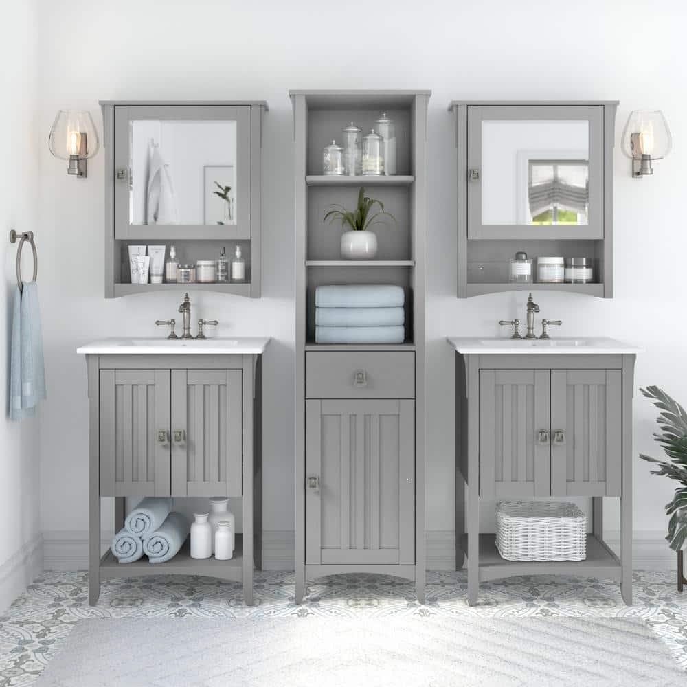 Salinas Bathroom Medicine Cabinet with Mirror in Cape Cod Gray - Engineered Wood