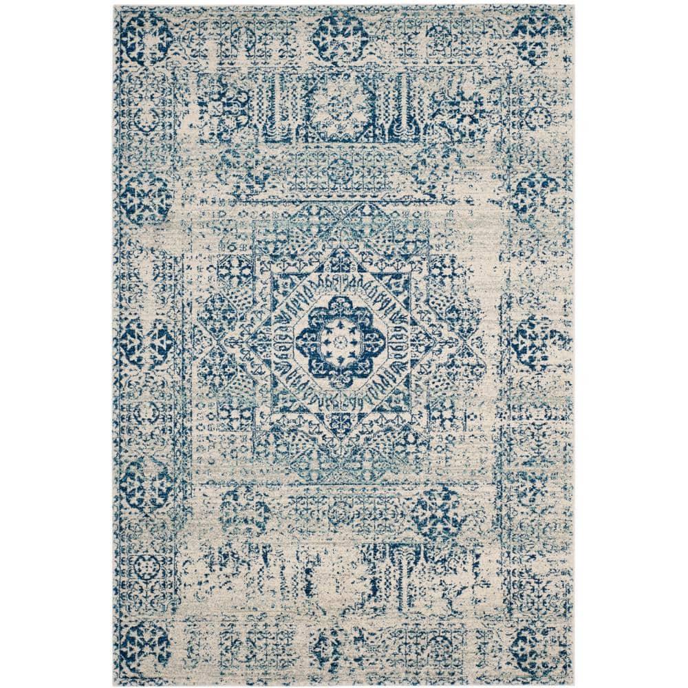 Evoke EVK260 Power Loomed Area Rug - Ivory/Blue - 8'x10' - Safavieh.