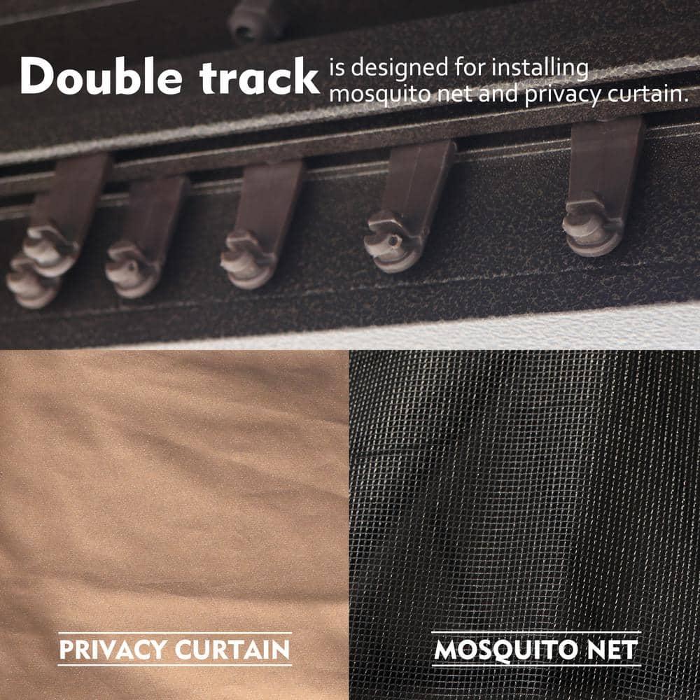 Kozyard Kozyard Caesar Gray Double Roof Hardtop Gazebo with Privacy Curtain and Mosquito Netting