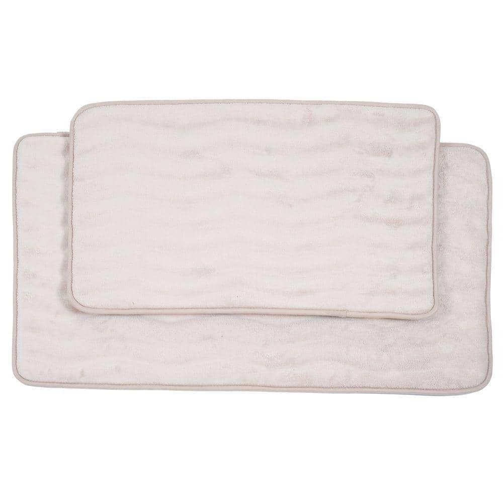 Ivory Memory Foam Bath Rug Set with Non-Slip Backing