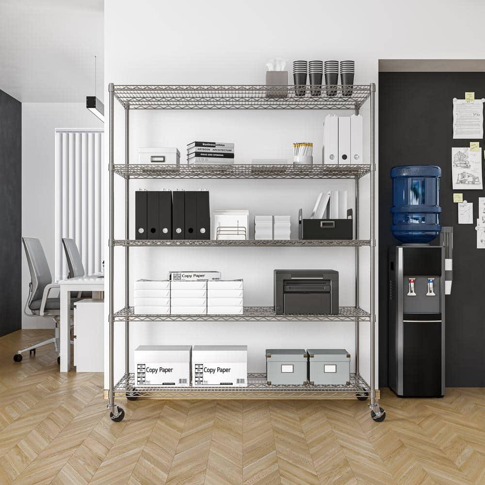 UltraDurable 24" D 5-Tier NSF-Certified Steel Shelving with Wheels