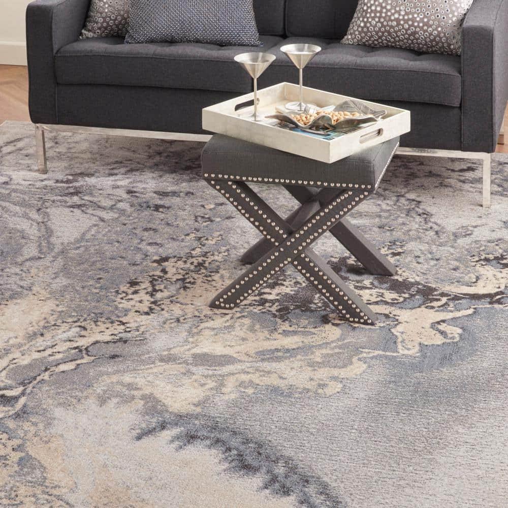 Nourison Maxell Modern Abstract Indoor Area Rug Grey 9'3" x 12'9"