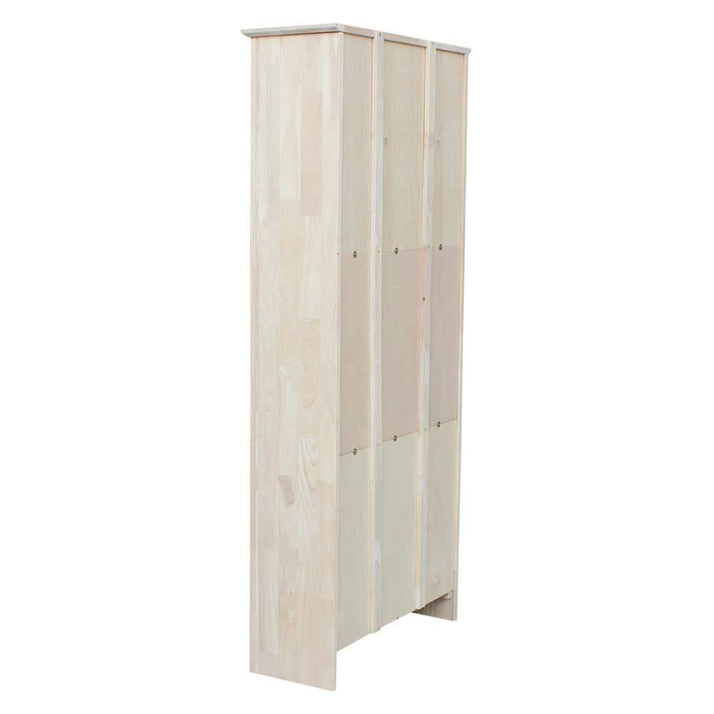 60" Shaker Bookshelf Unfinished - International Concepts: Solid Parawood, 5-Shelf Storage
