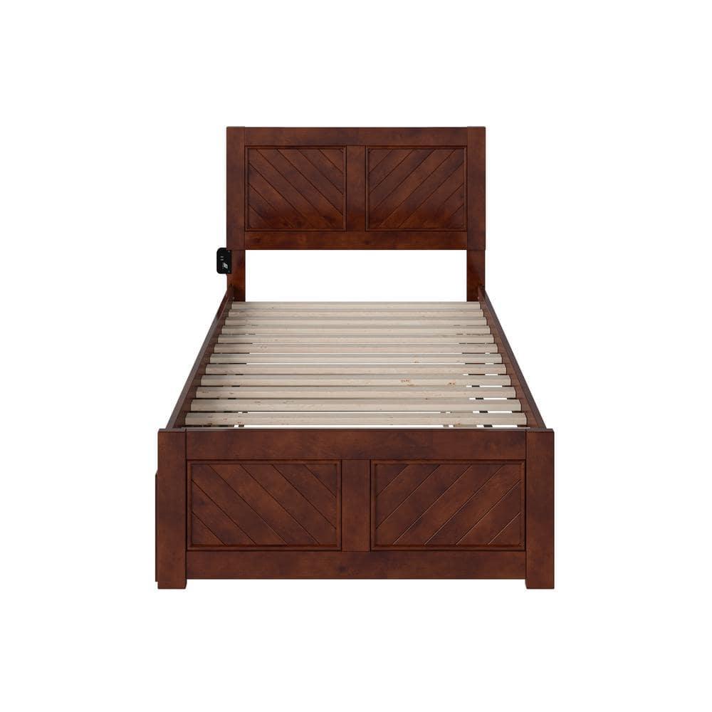 AFI Canyon Walnut Solid Wood Platform Bed with Matching Footboard & Twin Trundle, Twin