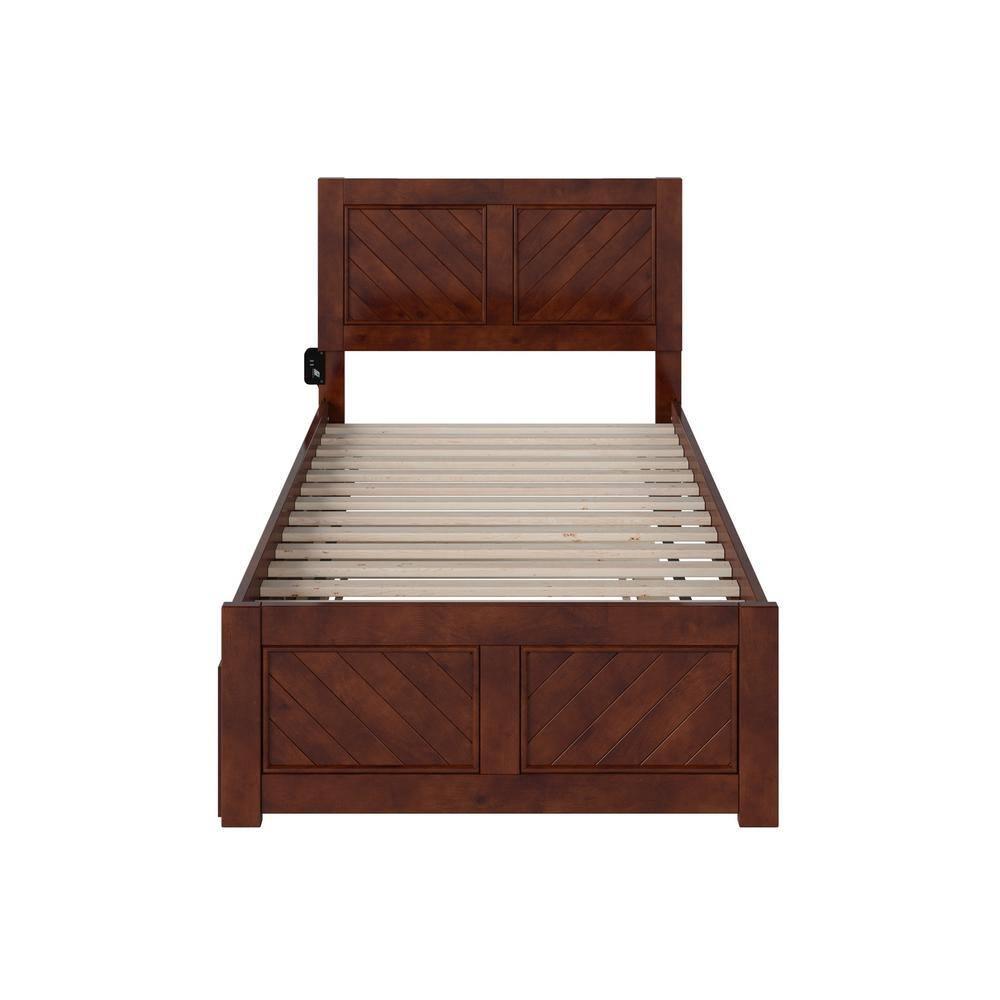 AFI Canyon Walnut Solid Wood Platform Bed with Matching Footboard & Twin Trundle, Twin