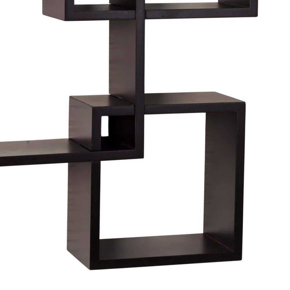 Danya B. 25.5" x 17.75" Intersecting Cube Wall Shelf Espresso Modern MDF Storage Display