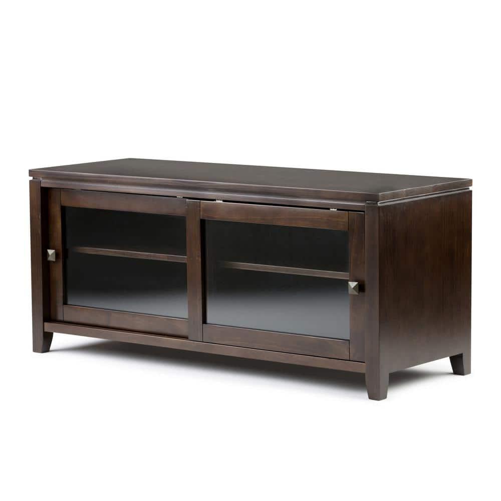 Simpli Cosmopolitan Wood 48"W TV Media Stand For TVs upto 50" in Mahogany Brown