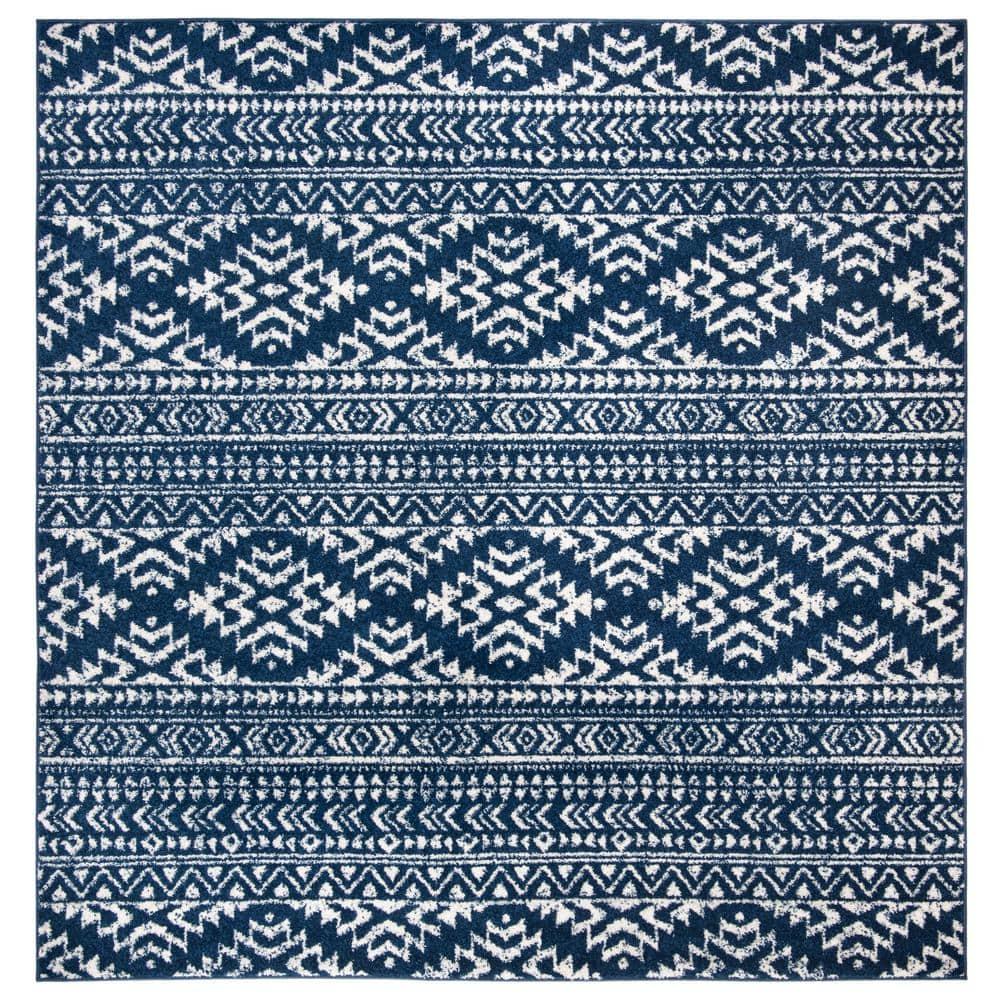 Tulum TUL272 Power Loomed Area Rug - Navy/Ivory - 6'7"x6'7" - Safavieh.