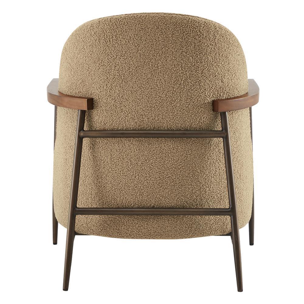 Quiteria Camel Fabric Accent Chair with Solid Wood and Metal Frame