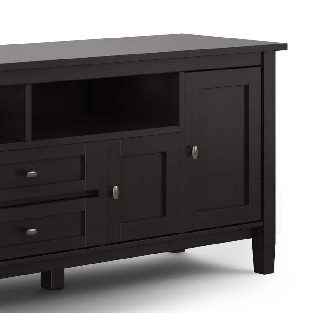 Simpli Home Warm Shaker 72"W Solid Wood TV Stand for TVs up to 80" with 4 Storage Cabinets and 2 Drawers