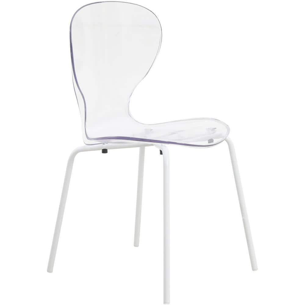 Ivy Bronx Edenfield Dining Chair with Curved Back and Waterfall Edge Seat White Powder-Coated Metal Legs