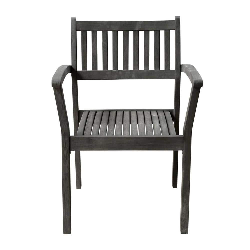 Elegant Hand-Scraped Acacia Wood Outdoor Stacking Armchair Set