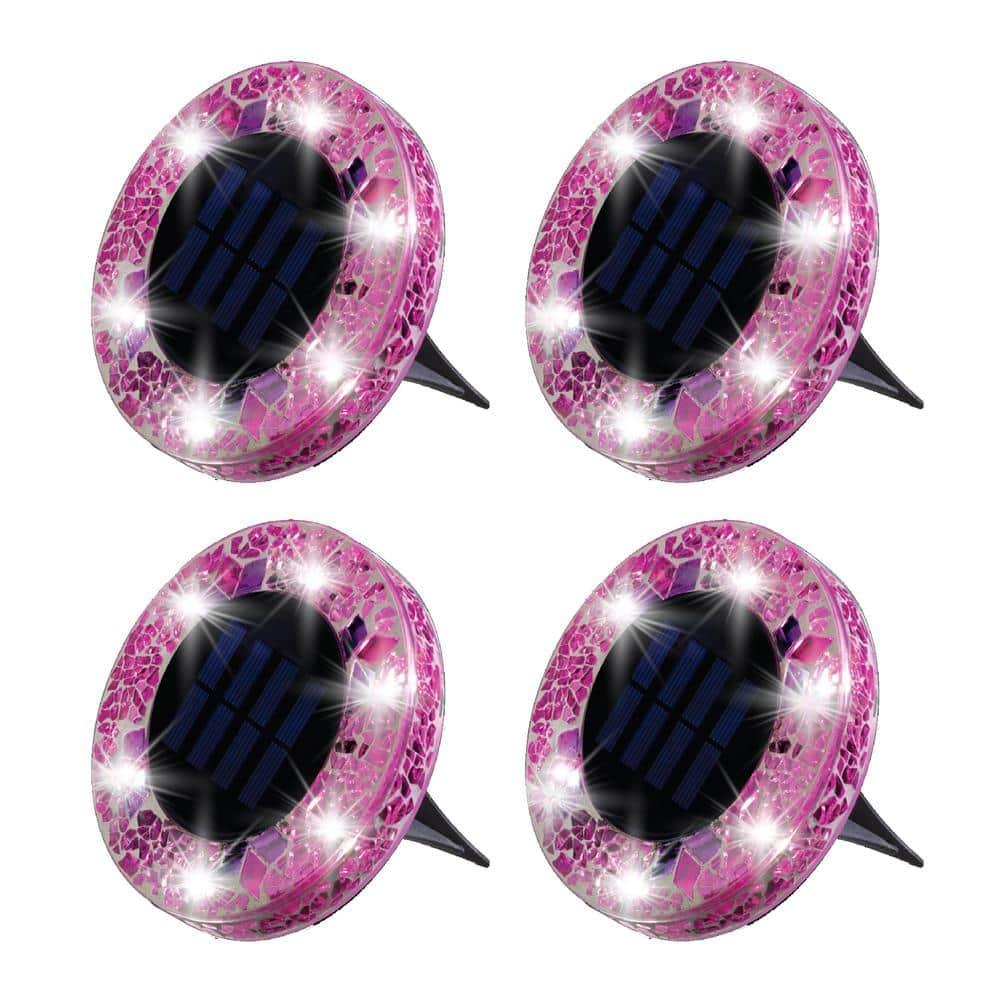 Bell + Howell Bell+howell Disk Lights Solar Ground Lights Mosaic Wireless Auto On/off Solar Pathway Garden Outdoor Lighting With 6 Led Bulbs For Lawn, Patio, Garden, Yard, Pathways Waterproof, 4 Pack - Blue & Reviews | Wayfair