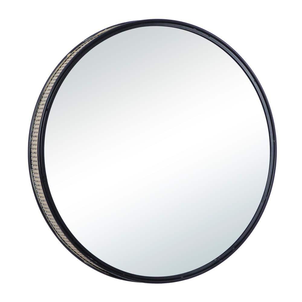 DecMode 32" x 32" Black Wall Mirror with Thin Frame