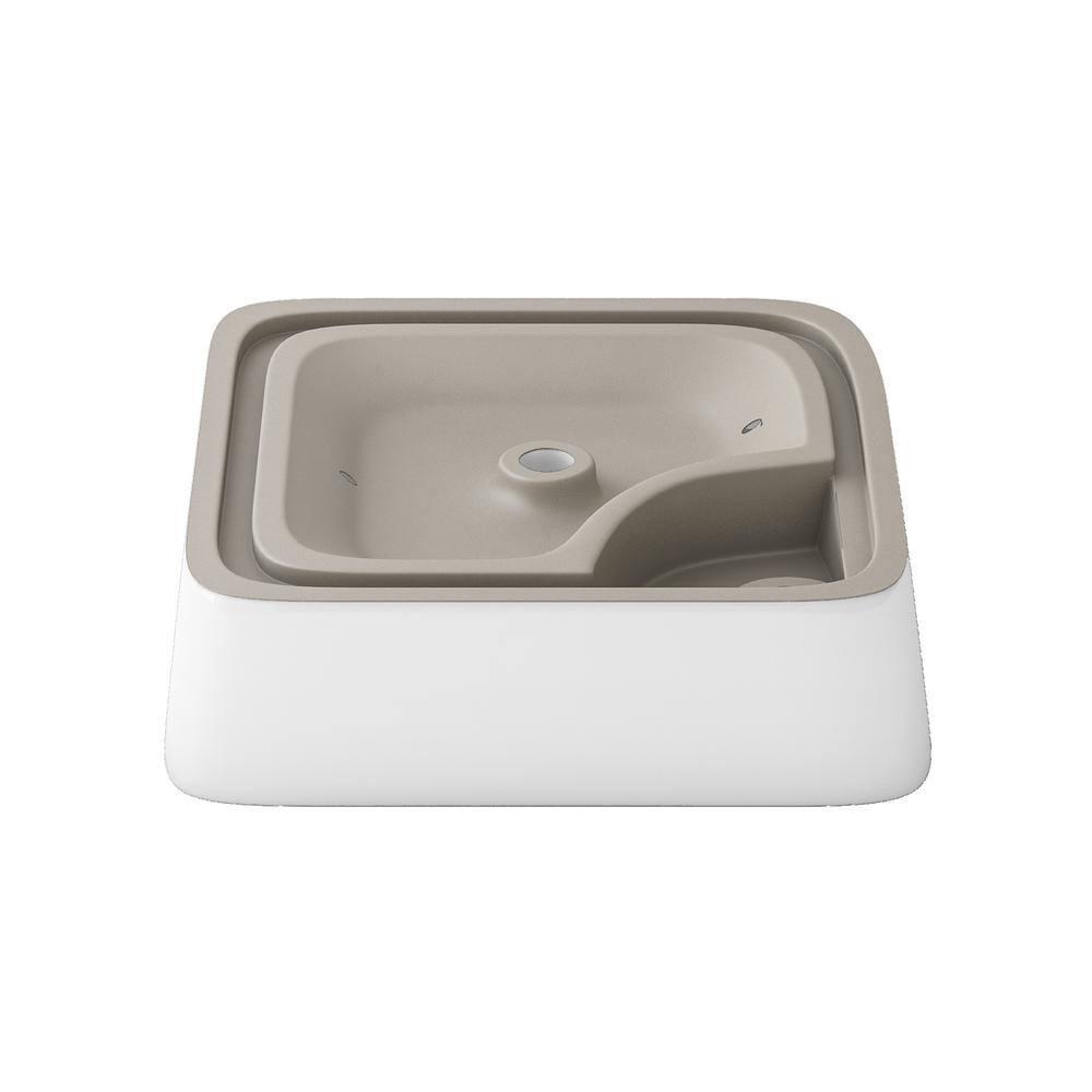 Altair 17'' White Ceramic Square Bathroom Sink with Overflow