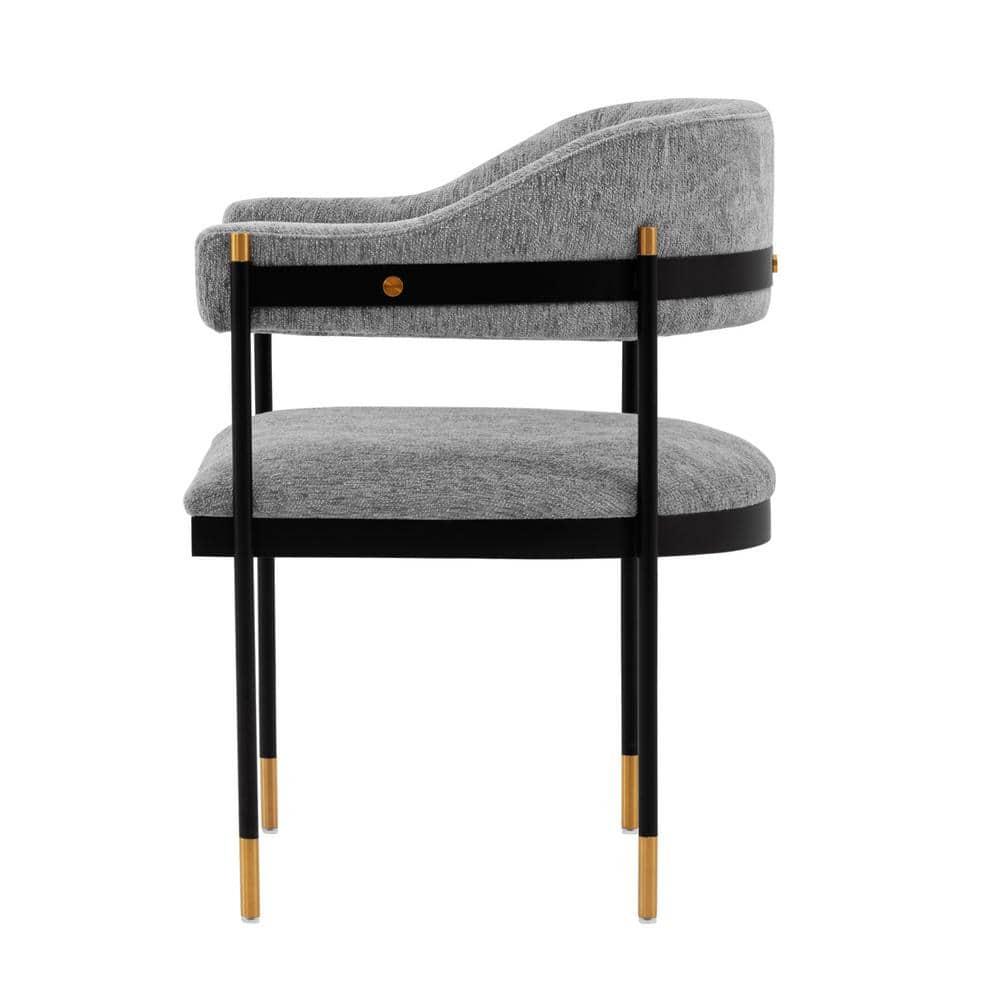 Set of 2 Lia Modern Boucle Dining Armchairs with Brushed Gold Accents - Manhattan Comfort