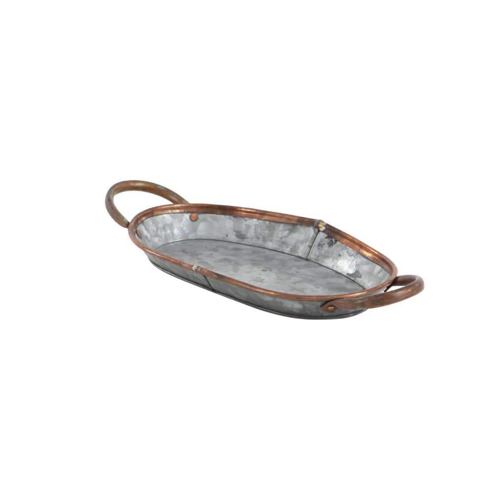 DecMode 14", 22", 28"W Gray Metal Galvanized Tray, 3-Pieces