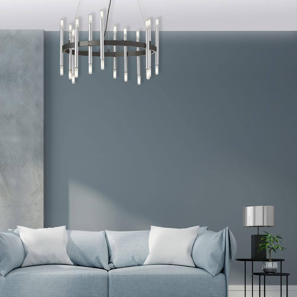 Dainolite - Derry - 24 Light Chandelier-Matte Black/Polished Chrome