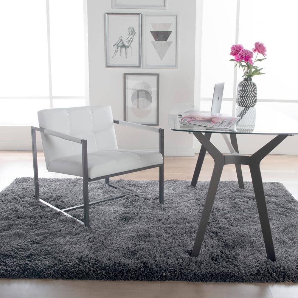 Camber Accent Chair White - Studio Designs Home: Mid-Century Faux Leather, Metal Frame, 250lbs Capacity